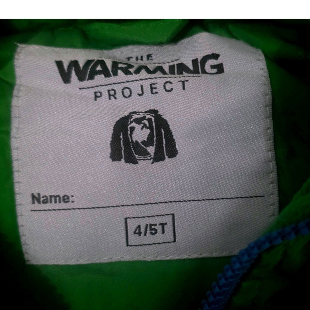 The Warming Project Girls Green Puffer Jacket Hooded Zip Up Size 4T 5T - Picture 3 of 5